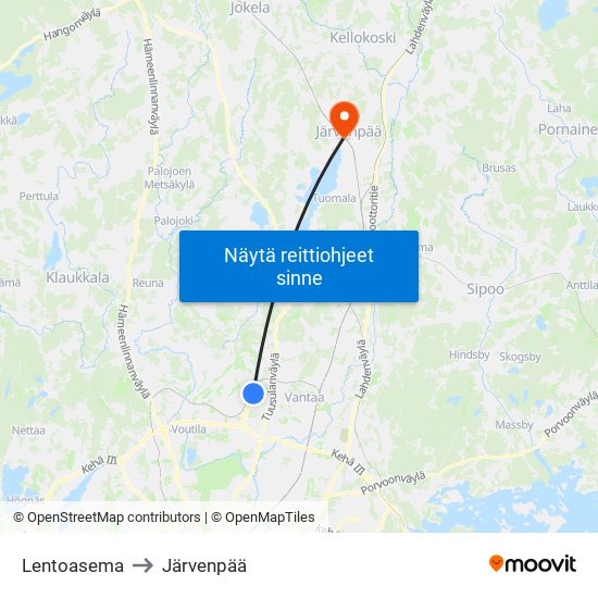 Lentoasema to Järvenpää map