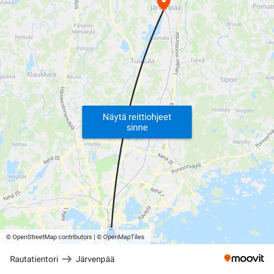 Rautatientori to Järvenpää map