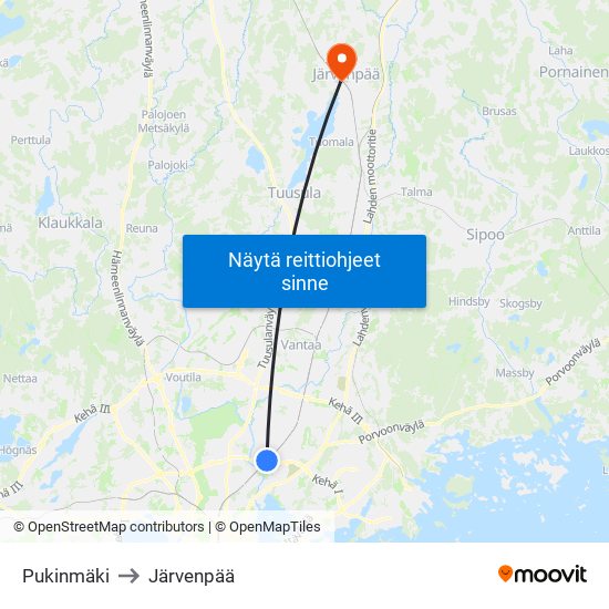 Pukinmäki to Järvenpää map