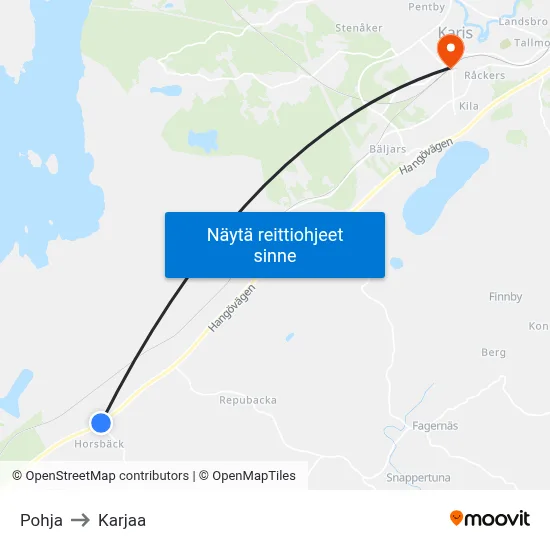 Pohja to Karjaa map