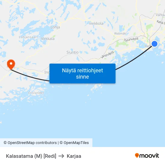 Kalasatama (M) [Redi] to Karjaa map