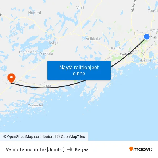 Väinö Tannerin Tie [Jumbo] to Karjaa map