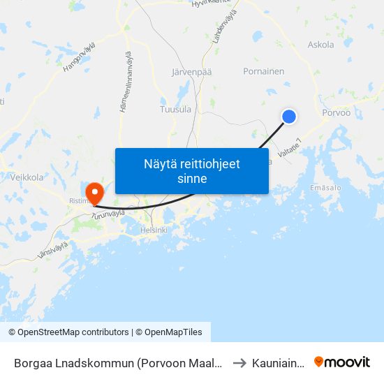 Borgaa Lnadskommun (Porvoon Maalais to Kauniainen map