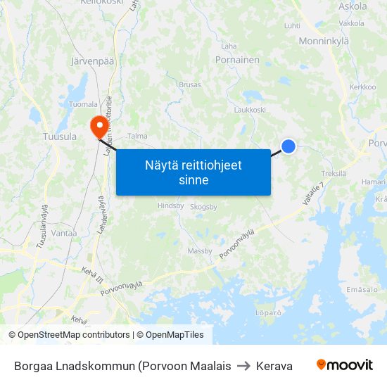 Borgaa Lnadskommun (Porvoon Maalais to Kerava map