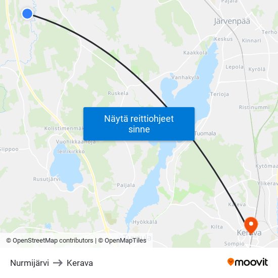 Nurmijärvi to Kerava map