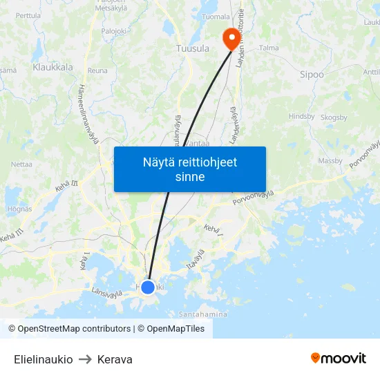 Elielinaukio [Rautatieasema] to Kerava map