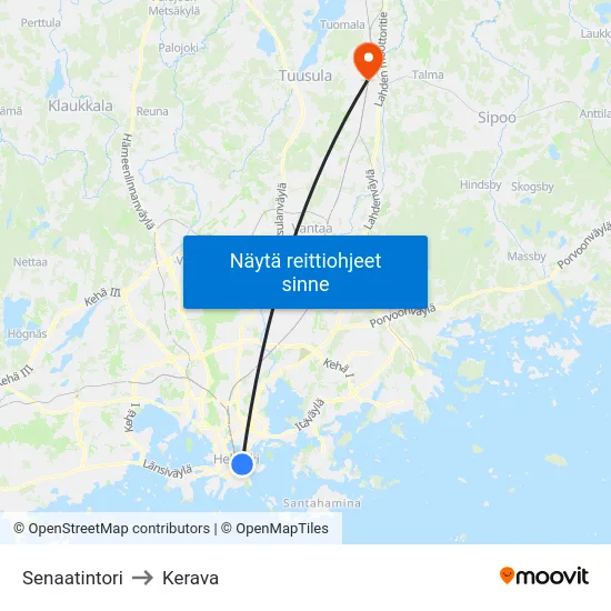Senaatintori to Kerava map