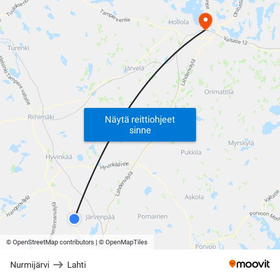 Nurmijärvi to Nurmijärvi map