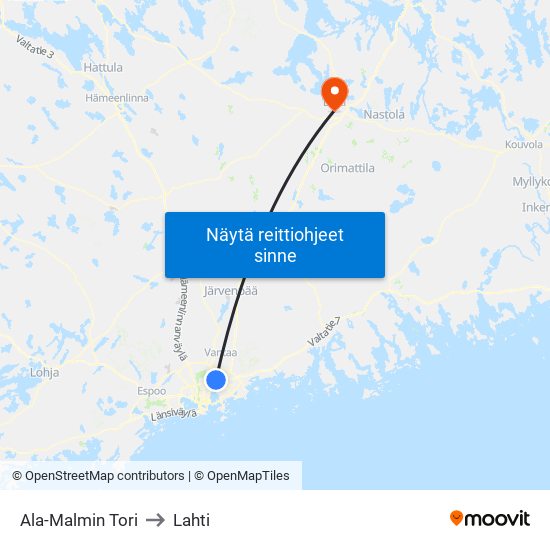 Ala-Malmin Tori to Lahti map