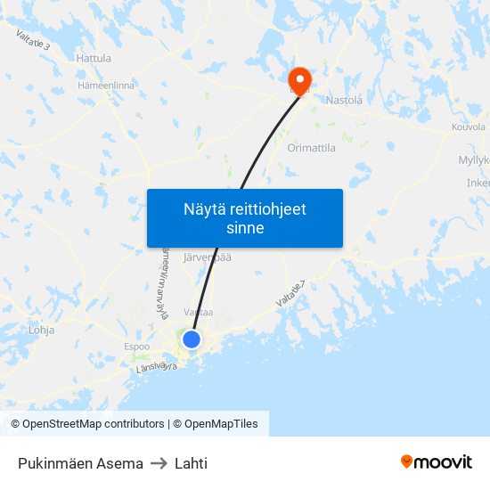 Pukinmäen Asema to Lahti map
