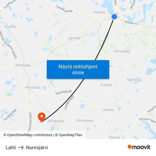 Lahti to Lahti map