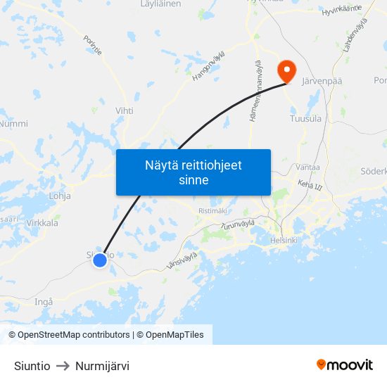 Siuntio to Nurmijärvi map