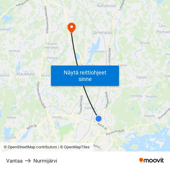 Vantaa to Vantaa map