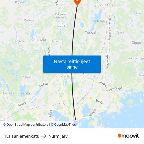 Kaisaniemenkatu to Nurmijärvi map