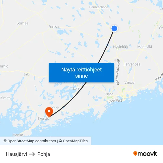 Hausjärvi to Pohja map
