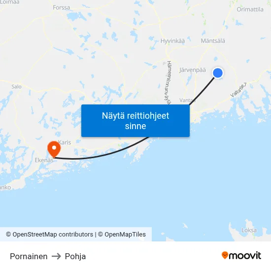 Pornainen to Pohja map