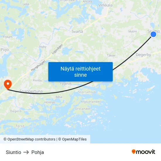Siuntio to Pohja map