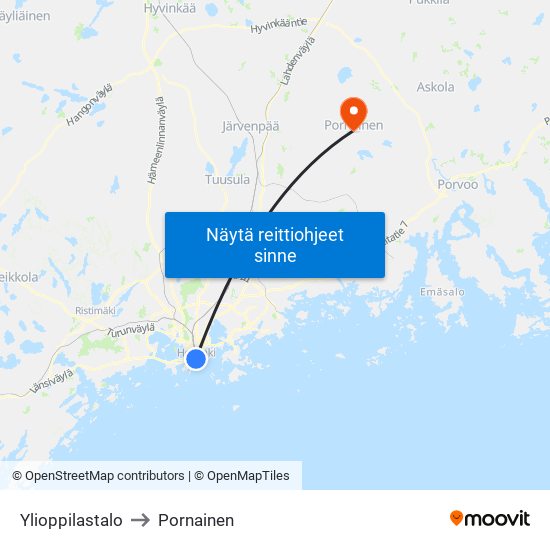 Ylioppilastalo to Pornainen map