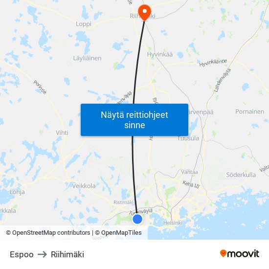Espoo to Espoo map