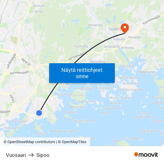 Vuosaari to Sipoo map