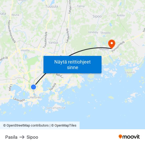 Pasila to Sipoo map