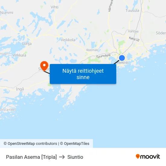 Pasilan Asema [Tripla] to Siuntio map