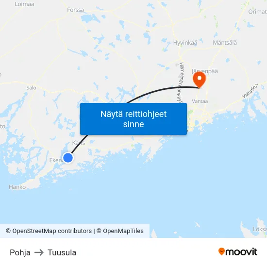Pohja to Tuusula map