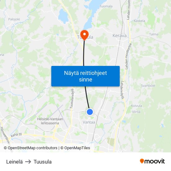 Leinelä to Tuusula map