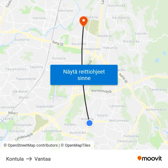 Kontula [Ostari] to Vantaa map