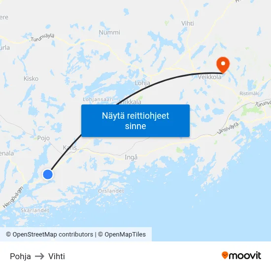 Pohja to Vihti map