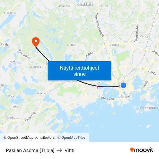 Pasilan Asema [Tripla] to Vihti map