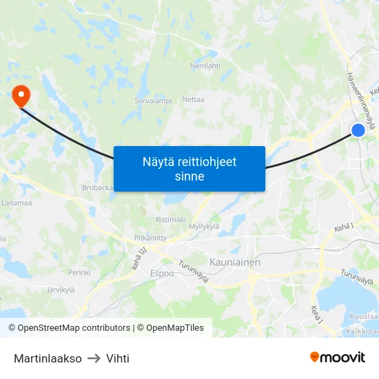 Martinlaakso to Vihti map