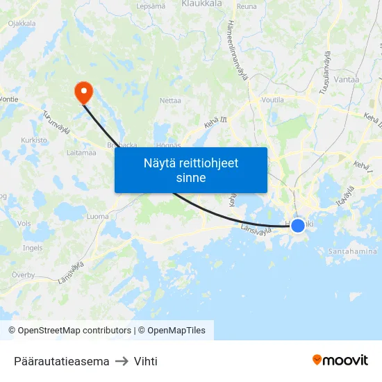 Päärautatieasema to Vihti map