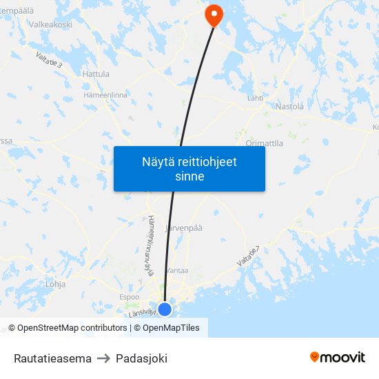 Rautatieasema to Padasjoki map