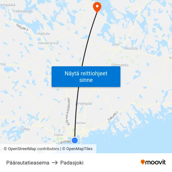 Päärautatieasema to Padasjoki map