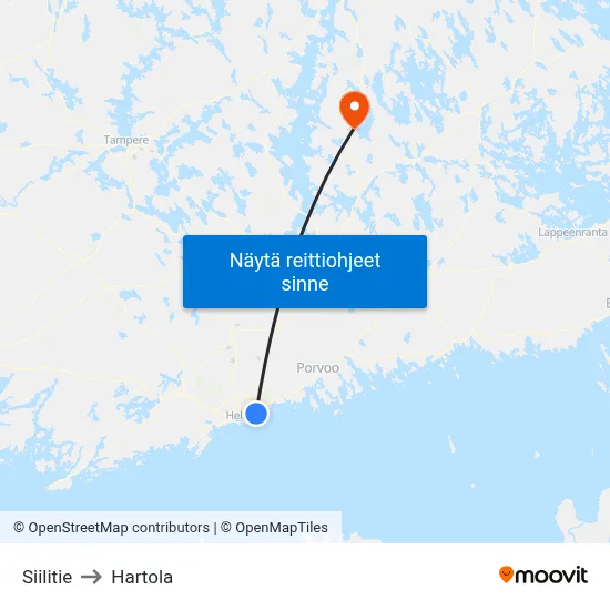 Siilitie to Hartola map
