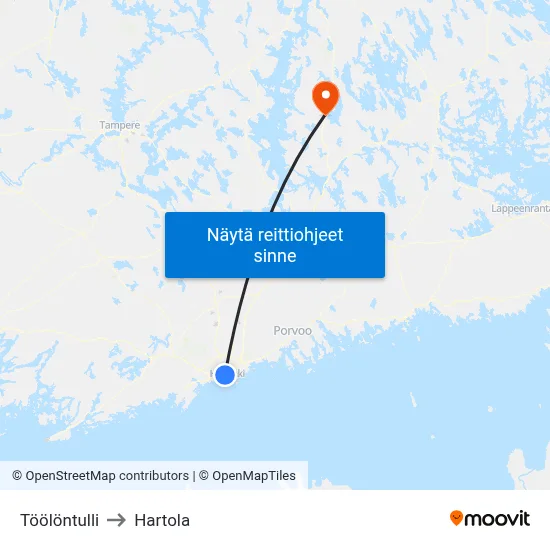 Töölöntulli to Hartola map