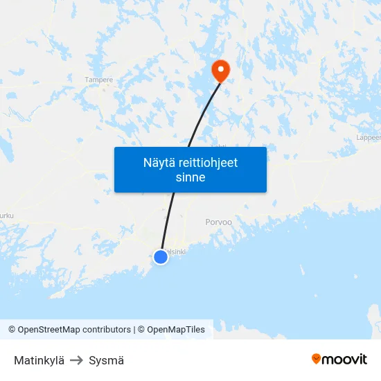 Matinkylä to Sysmä map