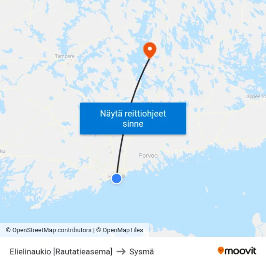 Elielinaukio [Rautatieasema] to Sysmä map