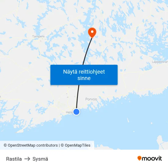 Rastila to Sysmä map