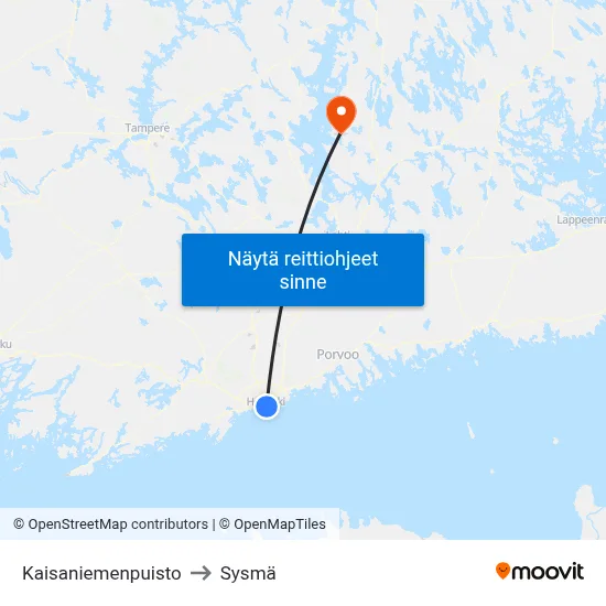 Kaisaniemenpuisto to Sysmä map