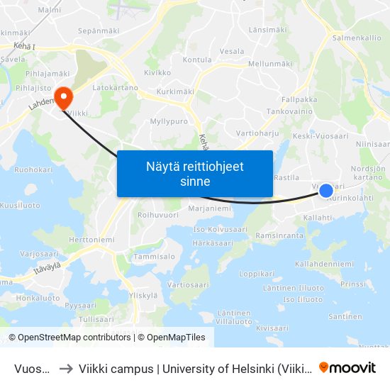 Vuosaari to Viikki campus | University of Helsinki (Viikin kampus) map