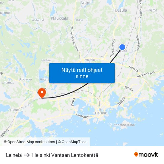 Leinelä to Helsinki Vantaan Lentokenttä map