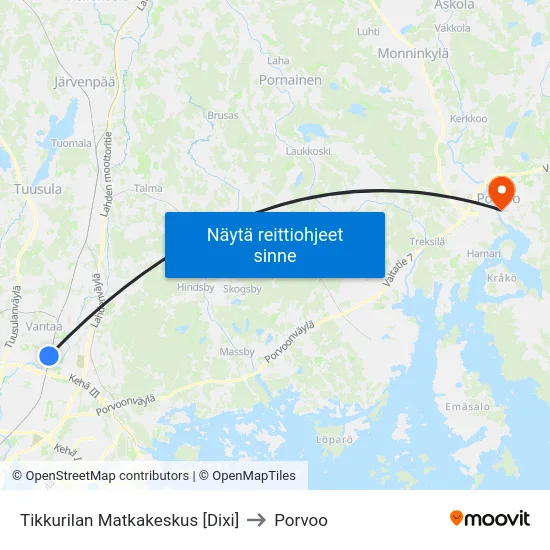 Tikkurilan Matkakeskus [Dixi] to Porvoo map
