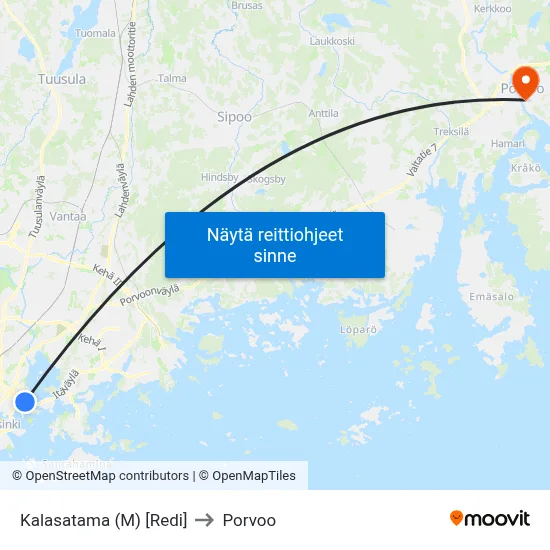 Kalasatama (M) [Redi] to Porvoo map