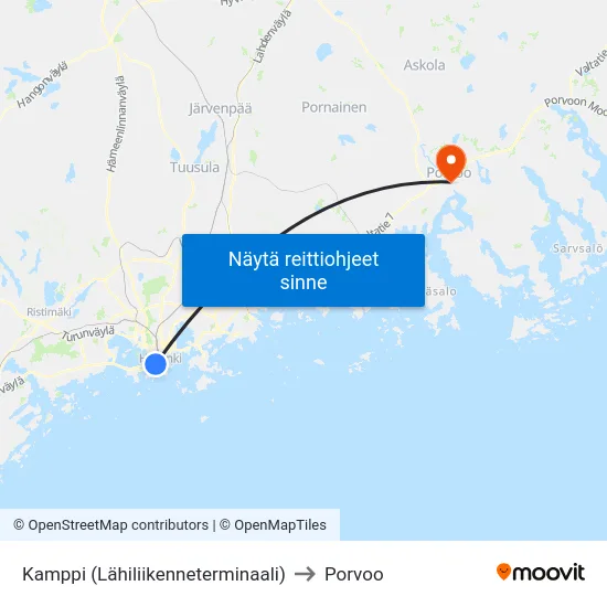 Kamppi (Lähiliikenneterminaali) to Porvoo map