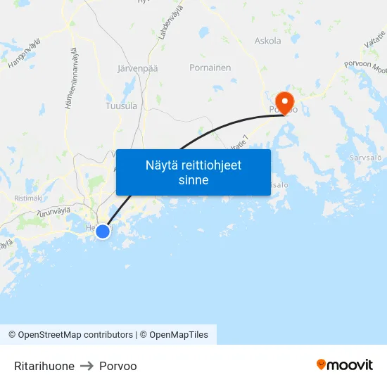 Ritarihuone to Porvoo map