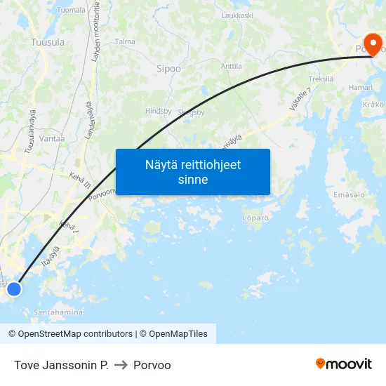 Tove Janssonin P. to Porvoo map