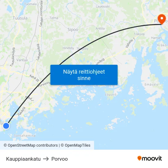 Kauppiaankatu to Porvoo map