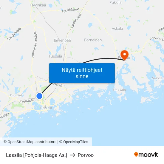 Lassila [Pohjois-Haaga As.] to Porvoo map